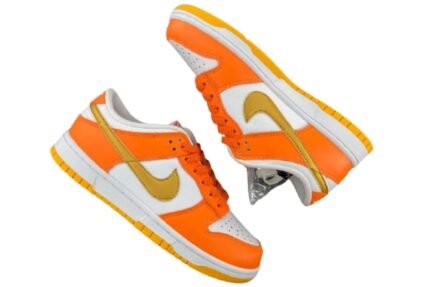 Nike Dunk Low White/Orange Blaze-Gold​