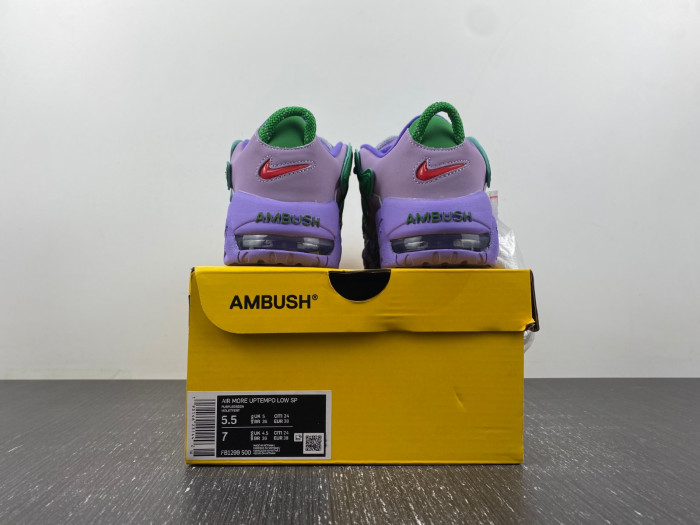 Detailed Look at the AMBUSH x Nike Air More Uptempo Low Lilac FB1299-500