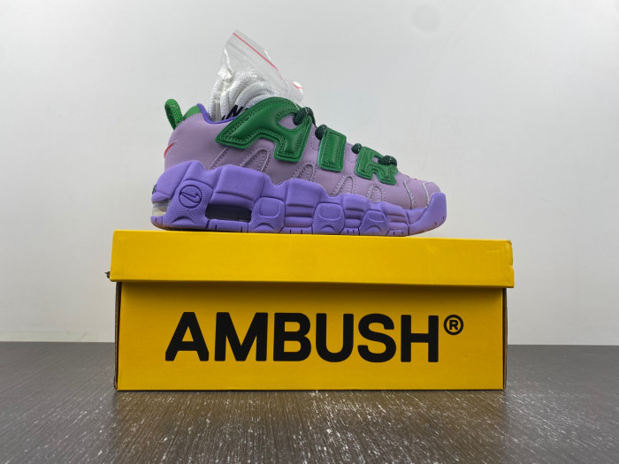 Detailed Look at the AMBUSH x Nike Air More Uptempo Low Lilac FB1299-500