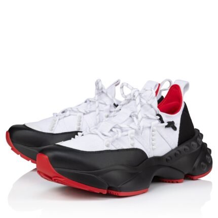 Christian Louboutin Women's Trailnrun Sneakers in White Mesh and Black Leather